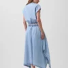 Midi-kjol i denim med handdukskant