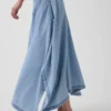 Midi-kjol i denim med handdukskant
