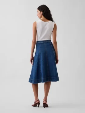 Midi-kjol i denim med tulpanform
