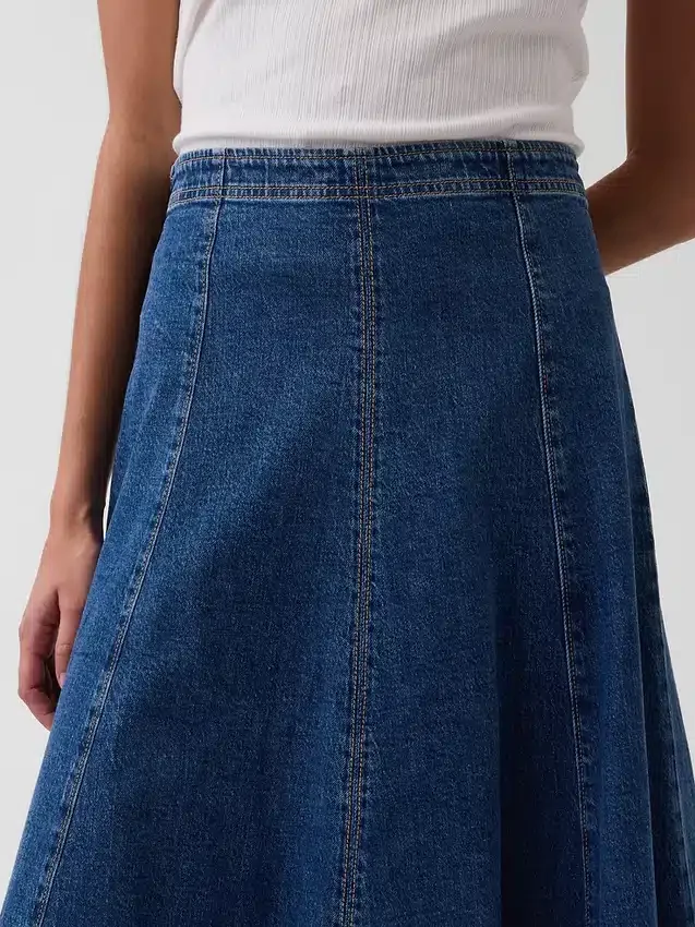 Midi-kjol i denim med tulpanform