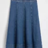 Midi-kjol i denim med tulpanform