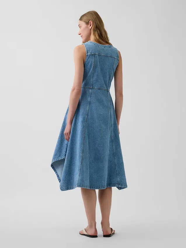Midi-klänning i denim med handdukskant