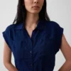 Midi-klänning i denim med knytning i midjan