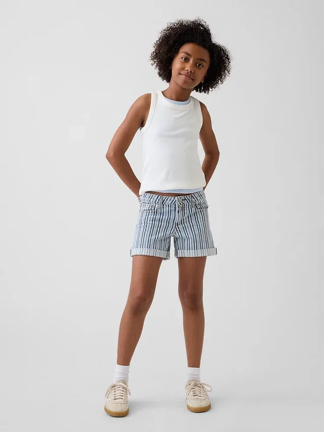 Midi-shorts i denim med ränder för barn