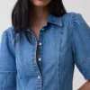 Midi-skjortklänning i denim med vid ärmar