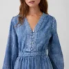 Midiklänning i denim med lappad midja