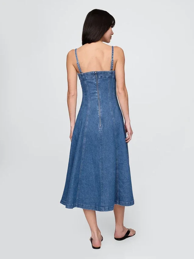 Midilång klänning i denim