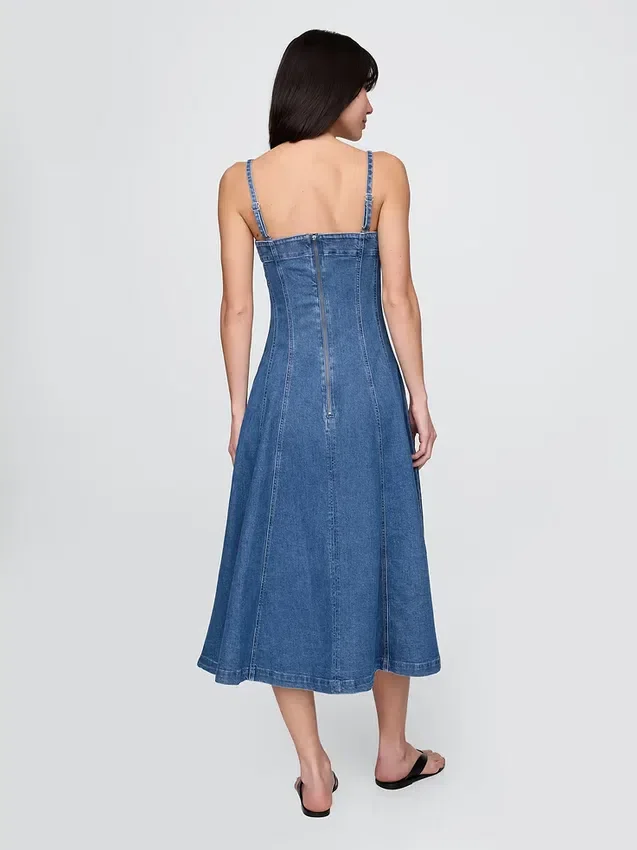 Midilång klänning i denim