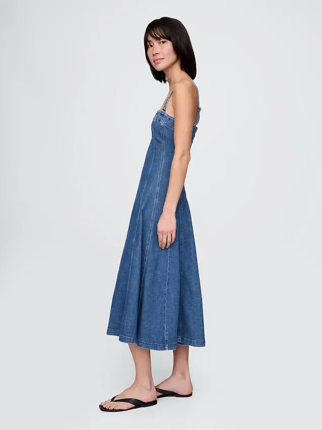 Midilång klänning i denim