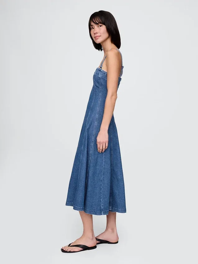 Midilång klänning i denim