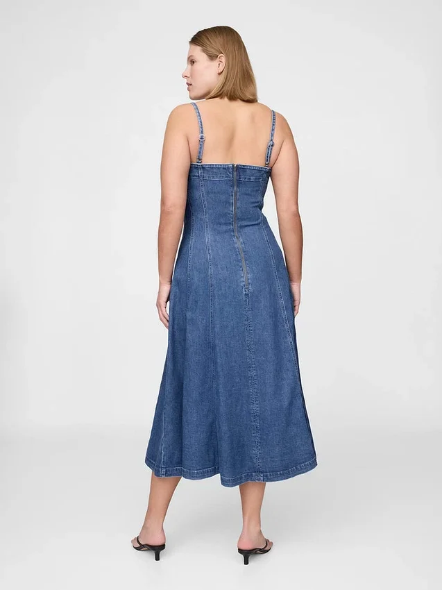 Midilång klänning i denim