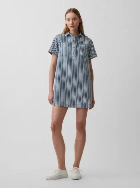 Mini-klänning i denim med ränder
