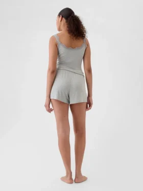Mini-pyjamas-Shorts i ribbat tyg med avslappnad passform
