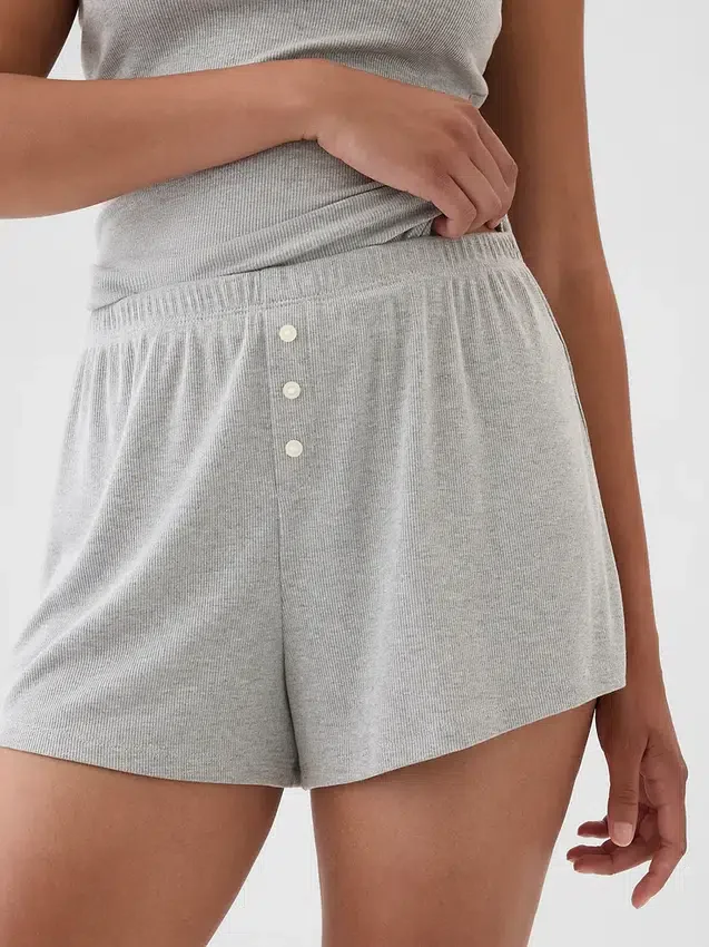 Mini-pyjamas-Shorts i ribbat tyg med avslappnad passform