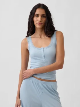 Mini Rib Lace Henley pyjamas-linne