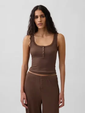Mini Rib Lace Henley pyjamas-linne