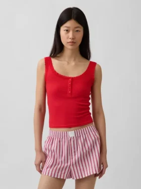 Mini Rib Lace Henley pyjamas-linne