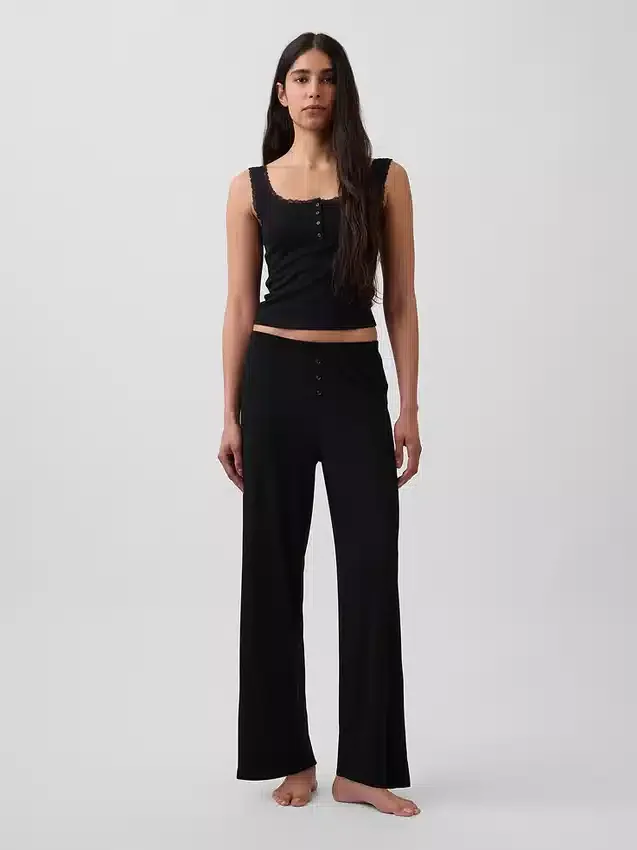 Mini Rib Lace Henley pyjamas-linne