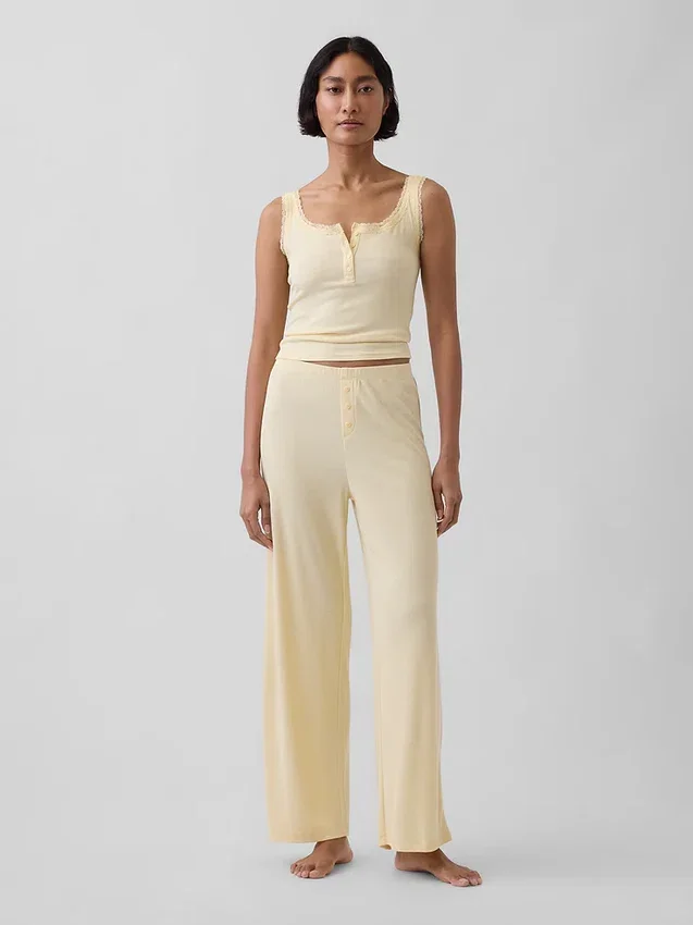 Mini Rib Lace Henley pyjamas-linne