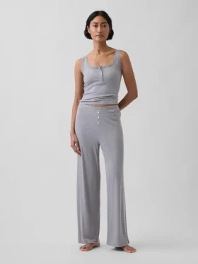 Mini Rib Lace Henley pyjamas-linne