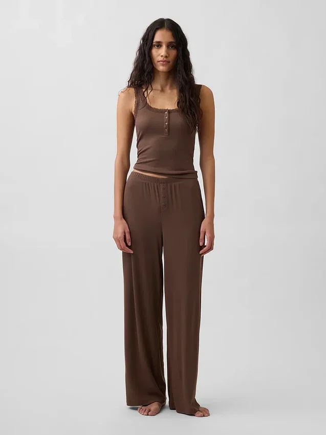 Mini Rib Lace Henley pyjamas-linne