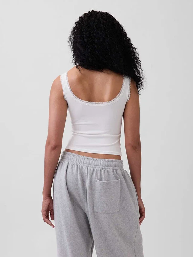 Mini Rib Lace Henley pyjamas-linne