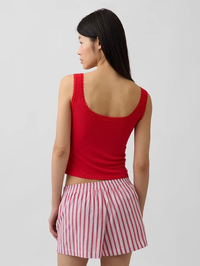 Mini Rib Lace Henley pyjamas-linne