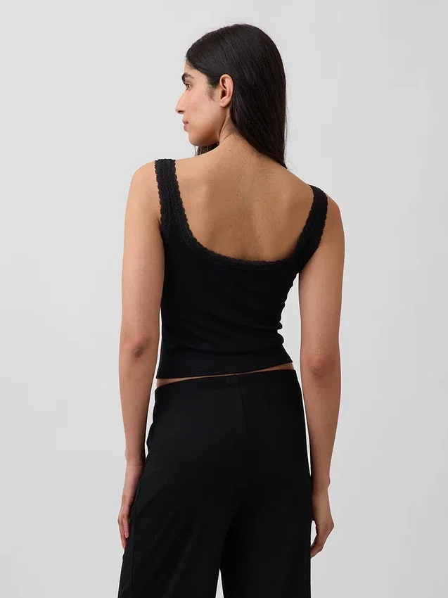 Mini Rib Lace Henley pyjamas-linne