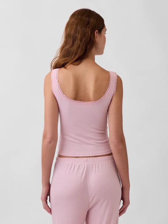 Mini Rib Lace Henley pyjamas-linne
