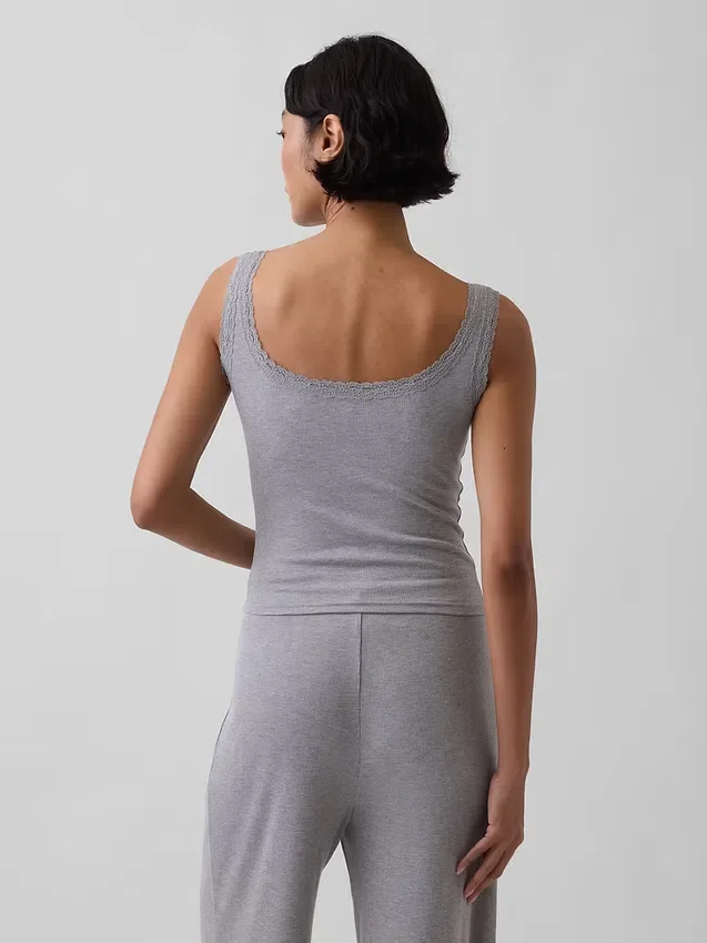 Mini Rib Lace Henley pyjamas-linne