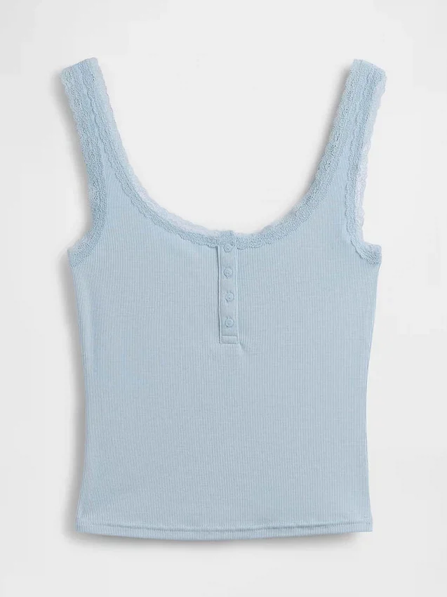 Mini Rib Lace Henley pyjamas-linne