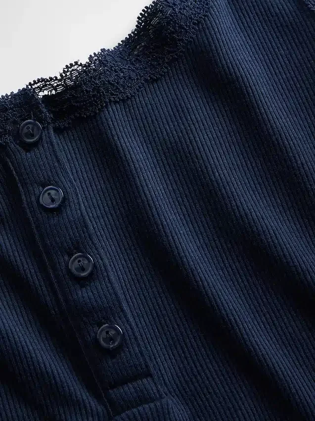Mini Rib Lace Henley pyjamas-linne