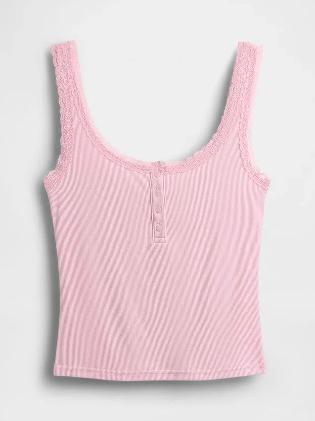 Mini Rib Lace Henley pyjamas-linne