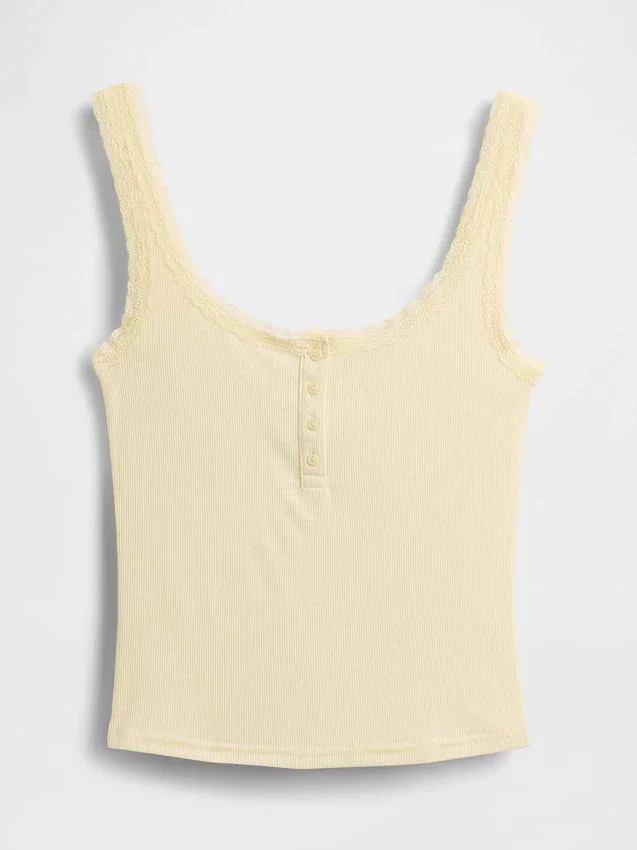 Mini Rib Lace Henley pyjamas-linne