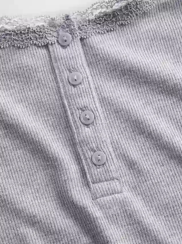 Mini Rib Lace Henley pyjamas-linne