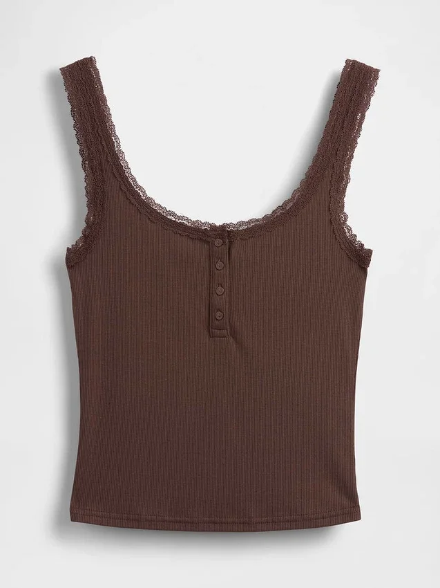 Mini Rib Lace Henley pyjamas-linne