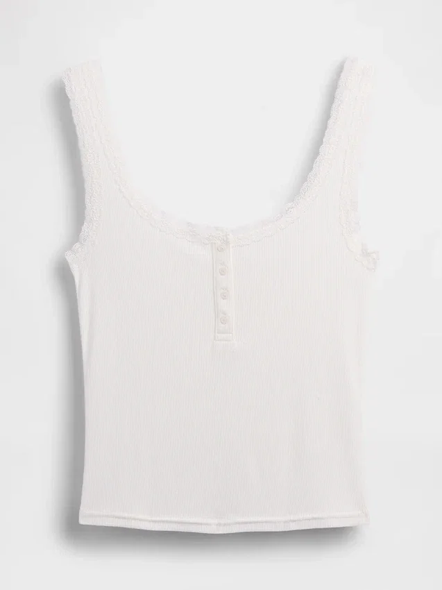 Mini Rib Lace Henley pyjamas-linne