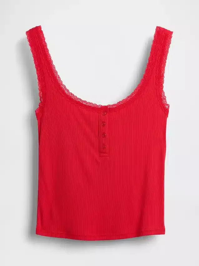Mini Rib Lace Henley pyjamas-linne