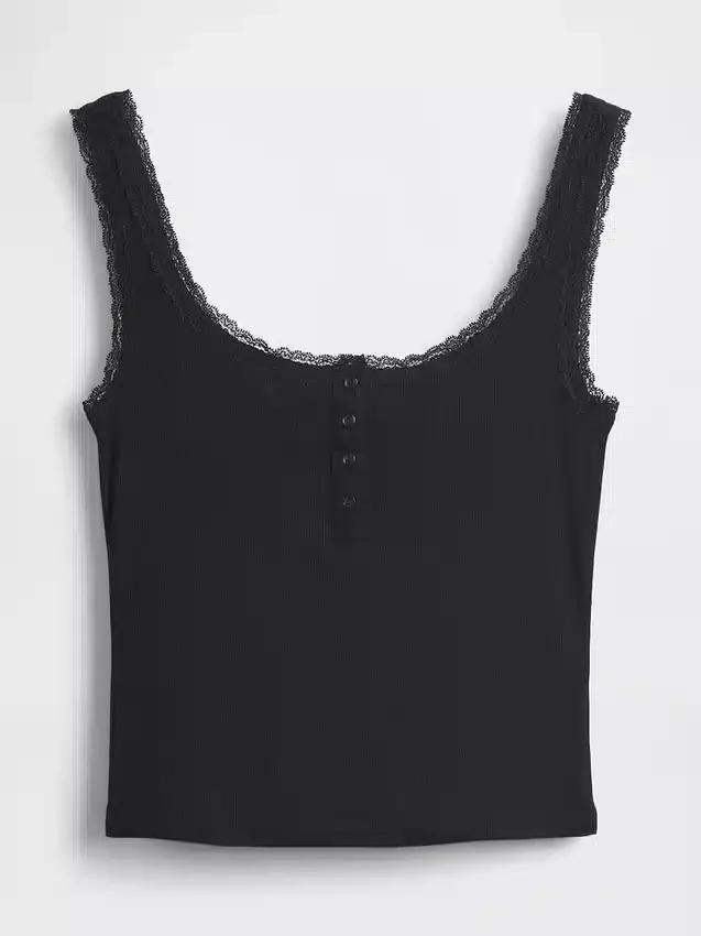 Mini Rib Lace Henley pyjamas-linne