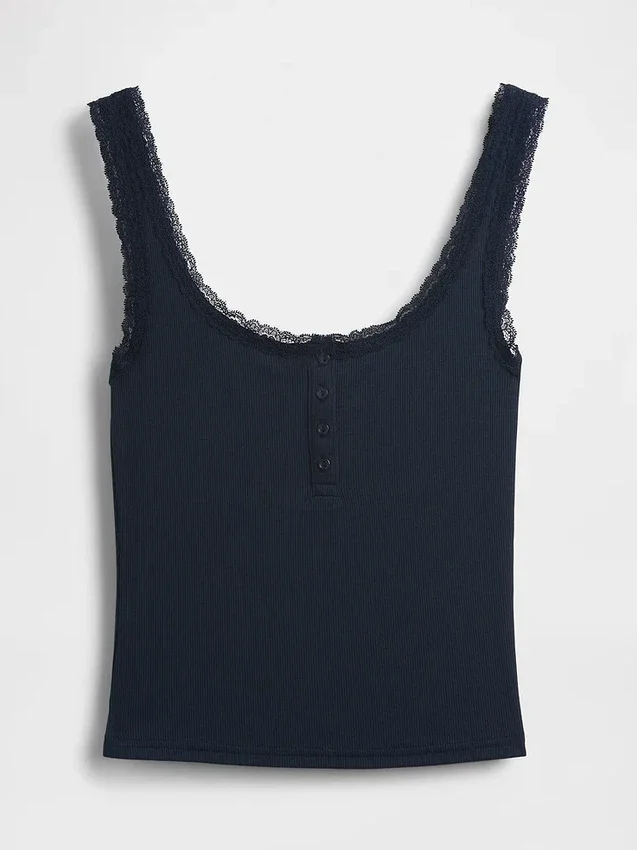 Mini Rib Lace Henley pyjamas-linne