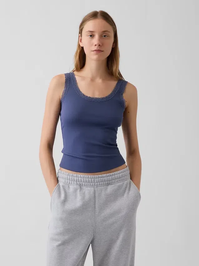 Mini Rib Lace-Trim pyjamaslinne