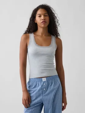 Mini Rib Lace-Trim pyjamaslinne