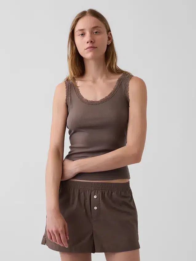 Mini Rib Lace-Trim pyjamaslinne