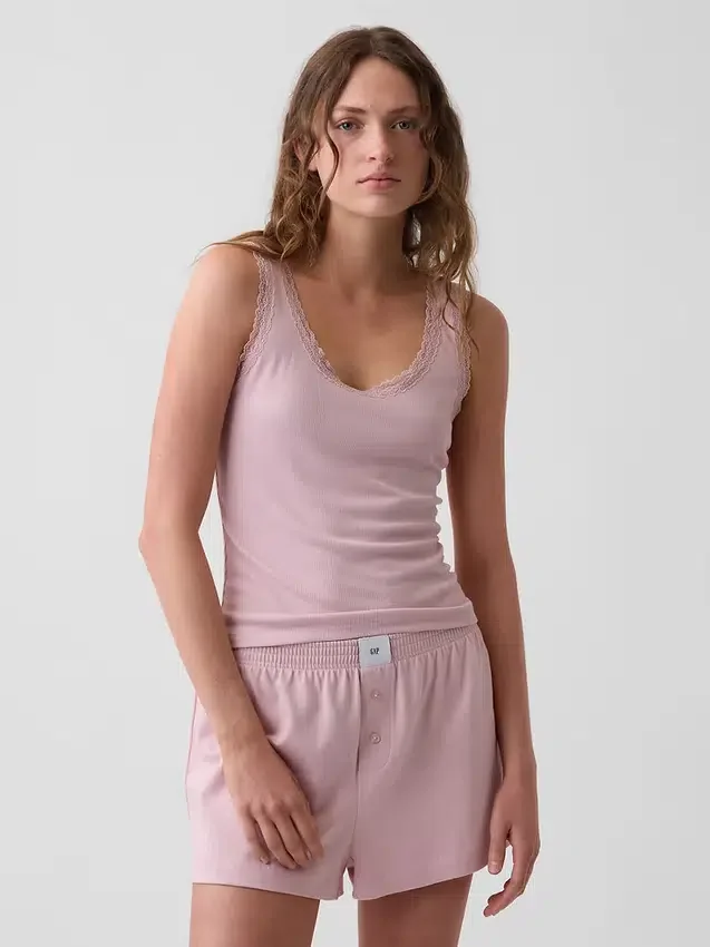 Mini Rib Lace-Trim pyjamaslinne