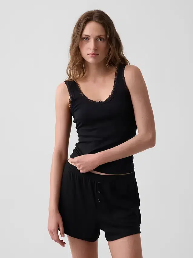 Mini Rib Lace-Trim pyjamaslinne