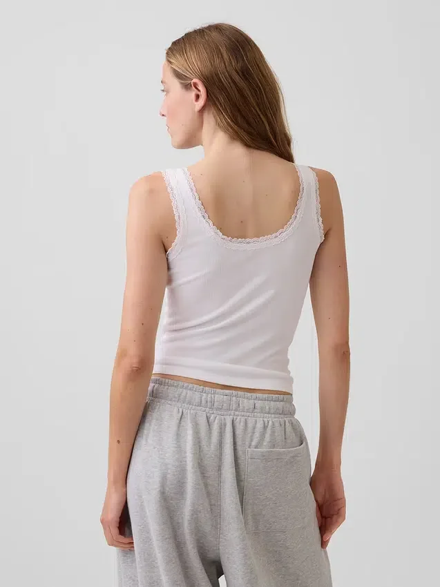 Mini Rib Lace-Trim pyjamaslinne