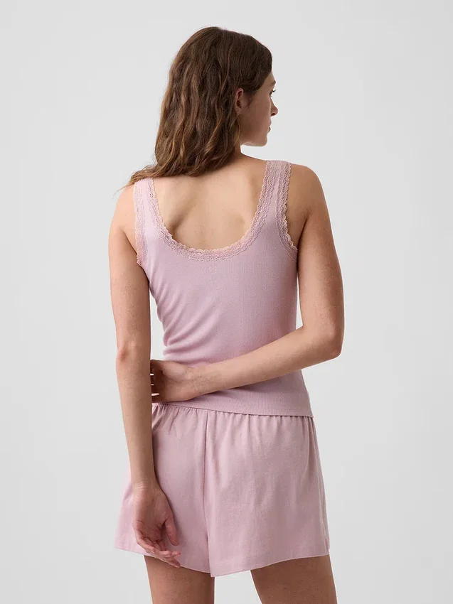 Mini Rib Lace-Trim pyjamaslinne