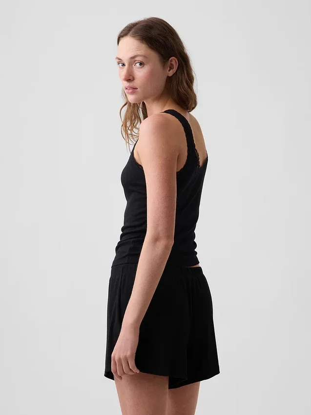 Mini Rib Lace-Trim pyjamaslinne
