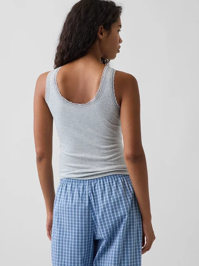Mini Rib Lace-Trim pyjamaslinne