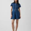 Mini-skjortklänning i denim med bälte